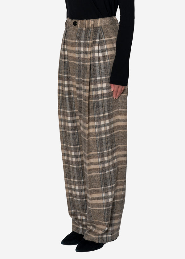 Shaggy Check Pants in Brown mix
