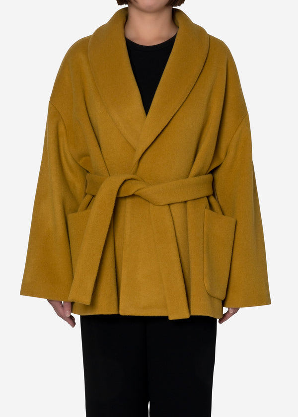 KIWI Wool Short Gown Coat in Ocher