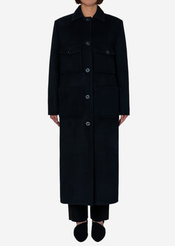 59cmGREED international  スタンドカラー　ロングコート　黒