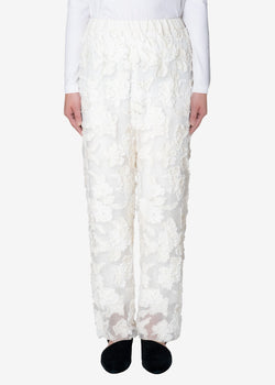 Cut Jacquard Pants in Off White