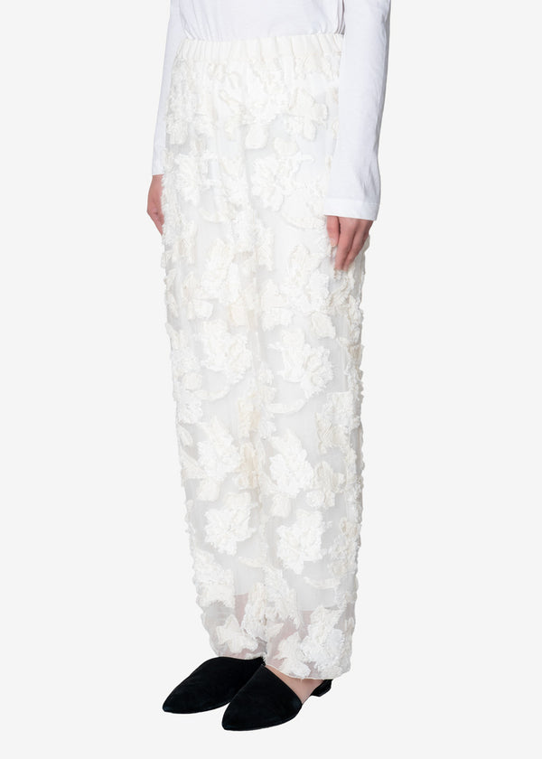 Cut Jacquard Pants in Off White