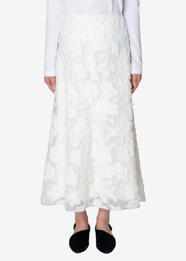 Cut Jacquard Skirt in Off White