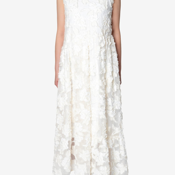 Cut Jacquard Sleeveless Dress in Off White – Greed International ...