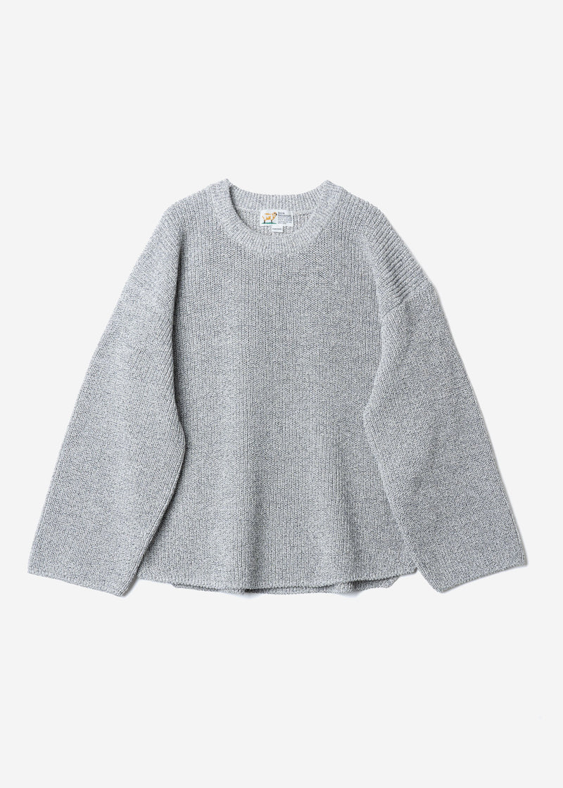Dry Cotton Knit Drop Shoulder Sweater in Gray Mix
