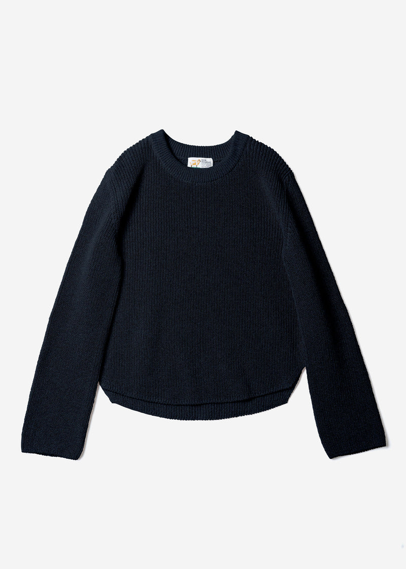 Dry Cotton Knit Cropped Sweater in Black