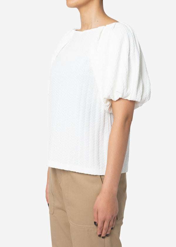 Twist Links Puff Sleeve Top in White