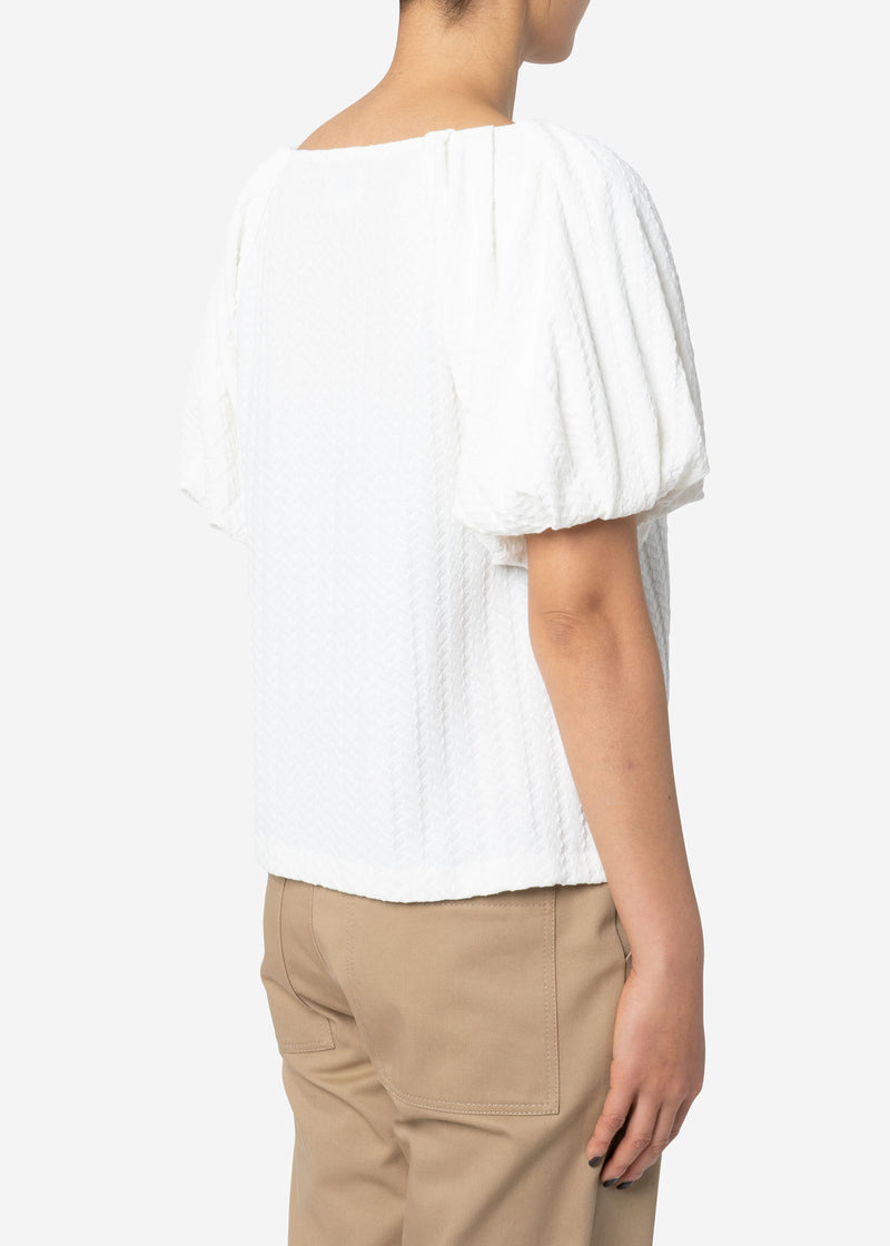 Twist Links Puff Sleeve Top in White