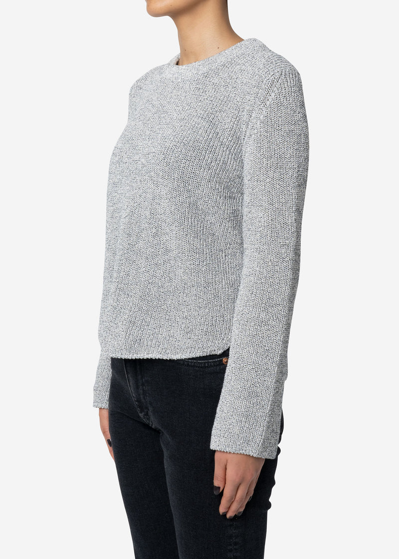 Dry Cotton Knit Cropped Sweater in Gray Mix