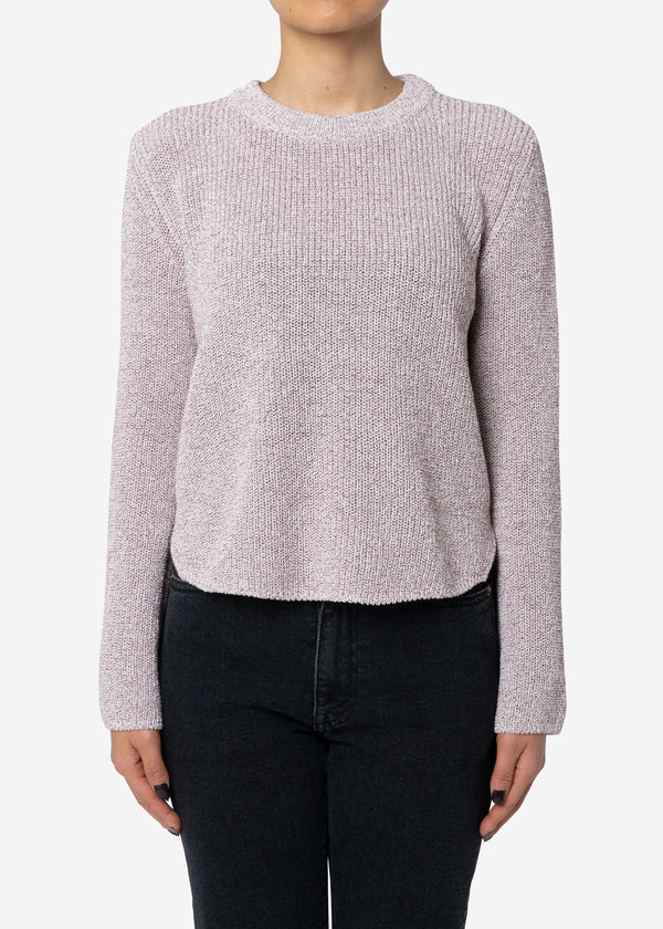 Dry Cotton Knit Cropped Sweater in Brown Mix