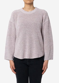 Dry Cotton Knit Drop Shoulder Sweater in Brown Mix