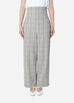 Cotton Over Plaid High Waisted Pants in Other