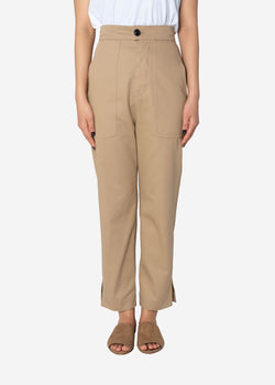 Combed Yarn Chino Fatigue Pants in Beige