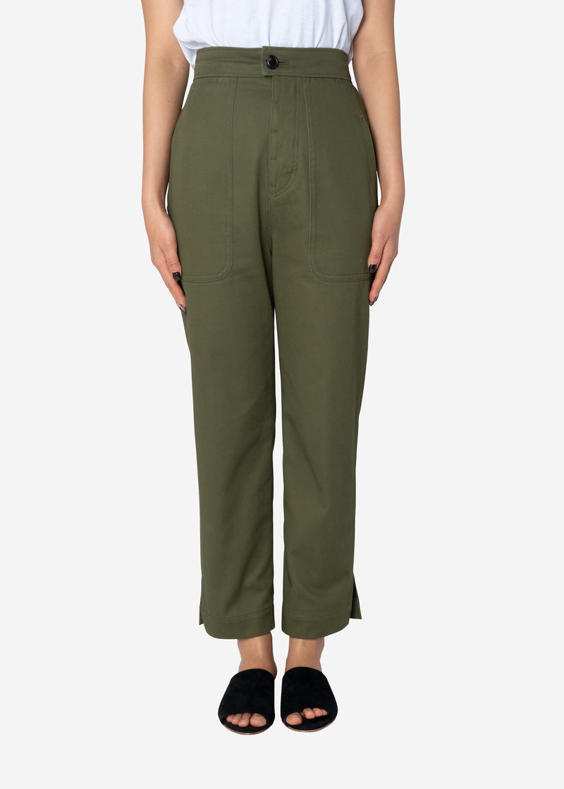 Combed Yarn Chino Fatigue Pants in Olive