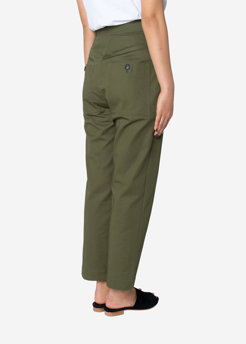 Combed Yarn Chino Fatigue Pants in Olive