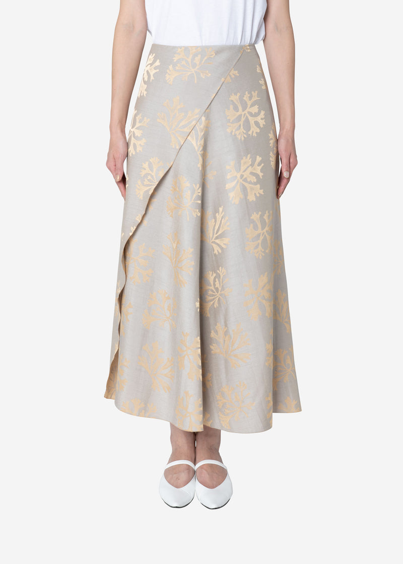 Coral Jacquard Wrap Skirt in Gray
