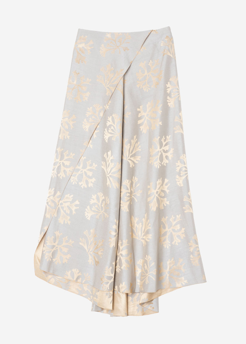 Coral Jacquard Wrap Skirt in Gray