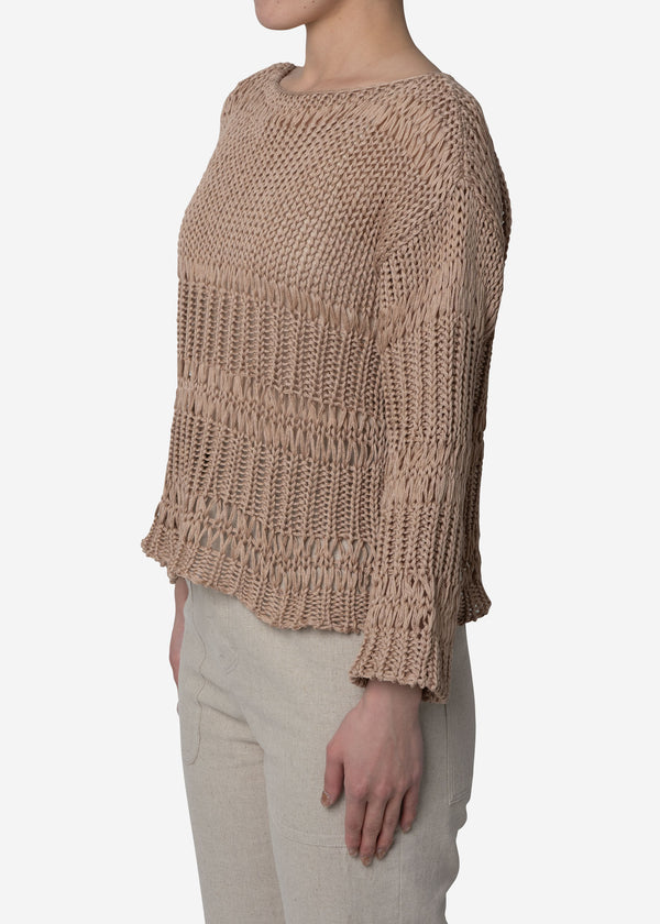 Loose Cotton Sweater in Beige