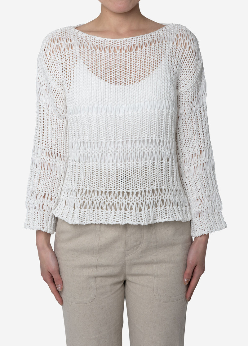 Loose Cotton Sweater in Off White