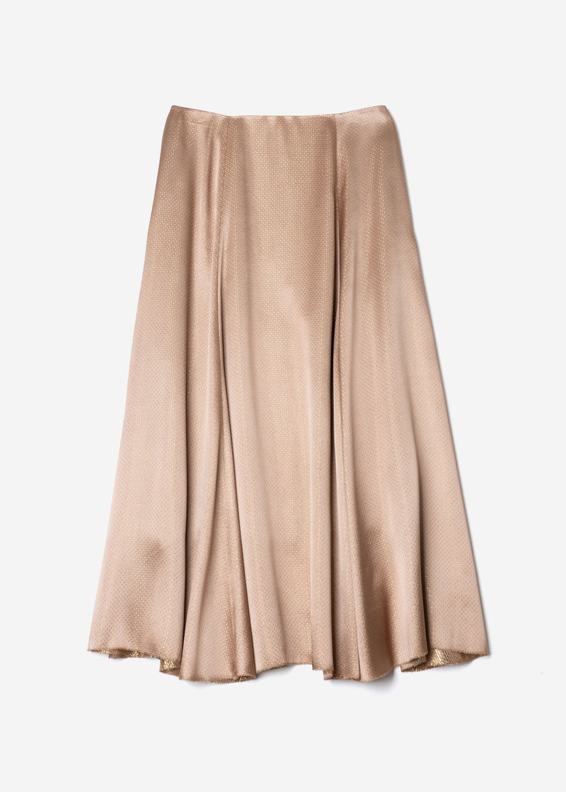 Sparkle Lame Flared Skirt in Beige