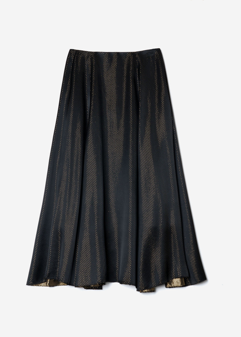 Sparkle Lame Flared Skirt in Black