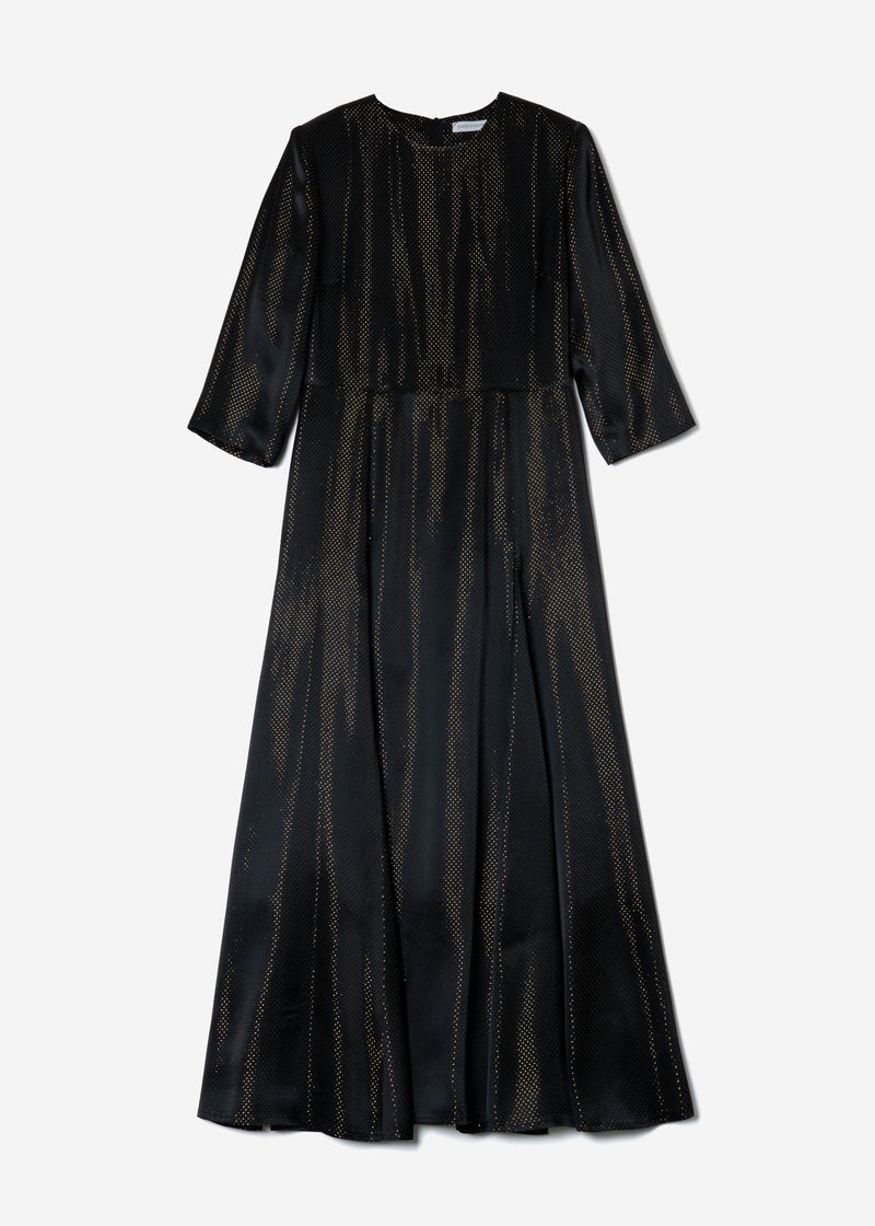 Sparkle Lame Flared Dress in Black