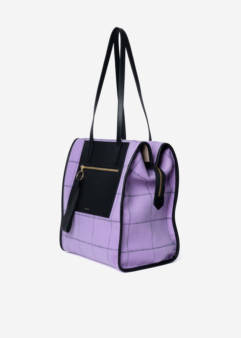 Reversible Check Bag in Lavender