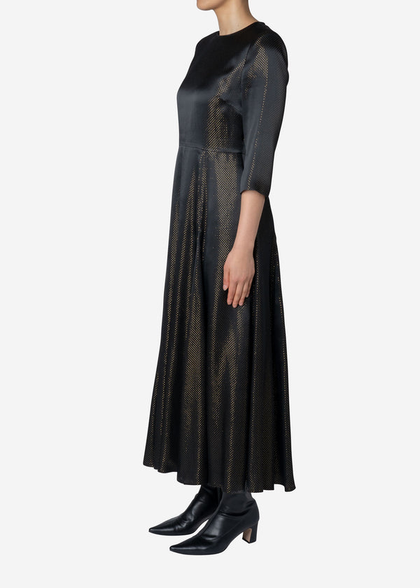 Sparkle Lame Flared Dress in Black