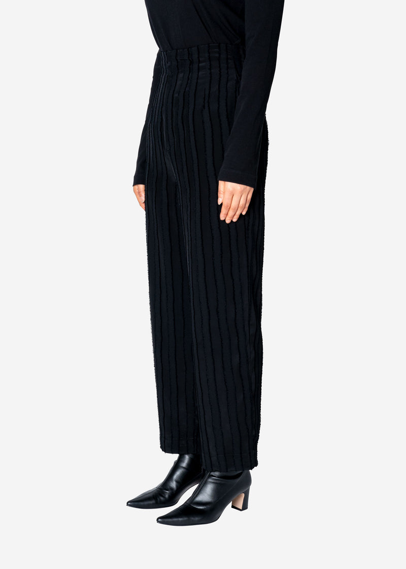 Striped Jacquard High Waist Pants in Black