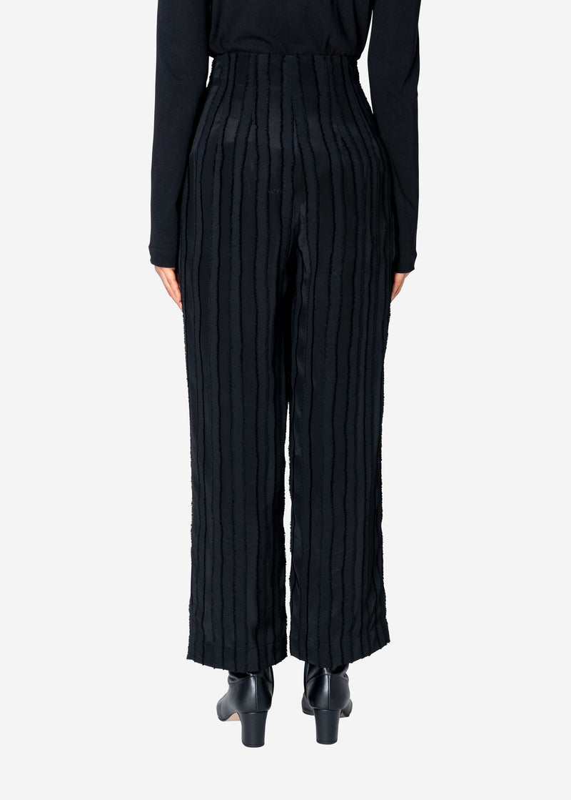 Striped Jacquard High Waist Pants in Black