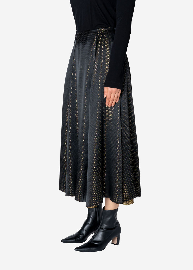 Sparkle Lame Flared Skirt in Black