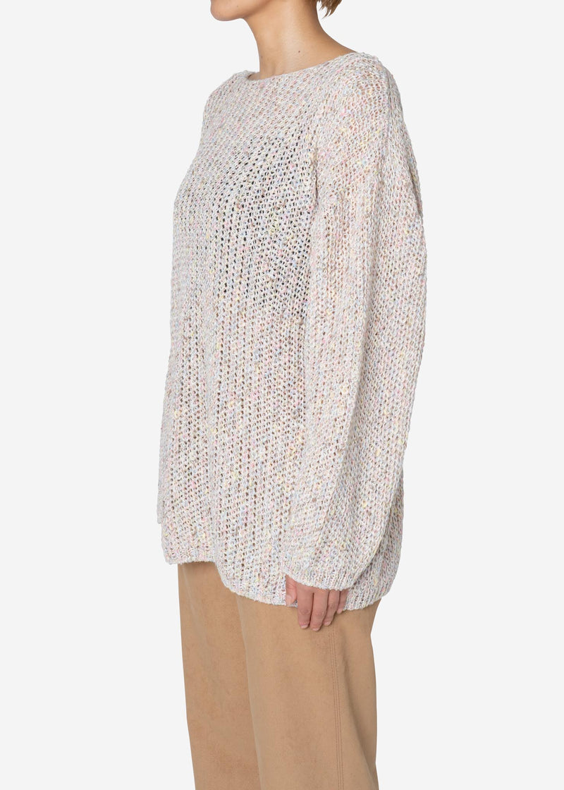 Slub Curly Lock Yarn Big Sweater in Pink Mix
