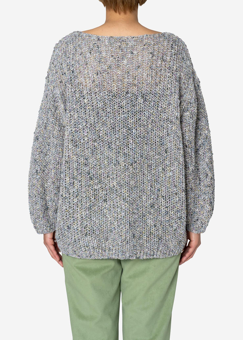 Slub Curly Lock Yarn Big Sweater in Gray Mix