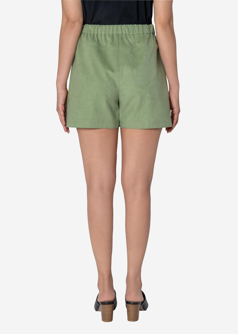 Soft Suede Short Pants in Light Green