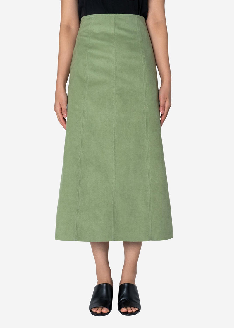 Soft Suede Skirt in Light Green