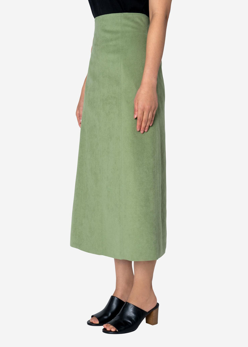 Soft Suede Skirt in Light Green