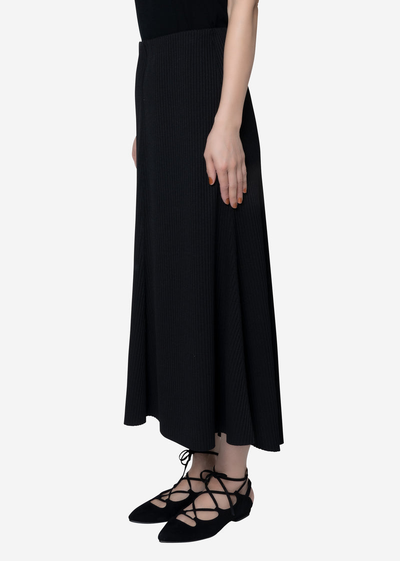 Summer Rib Flare Skirt in Black