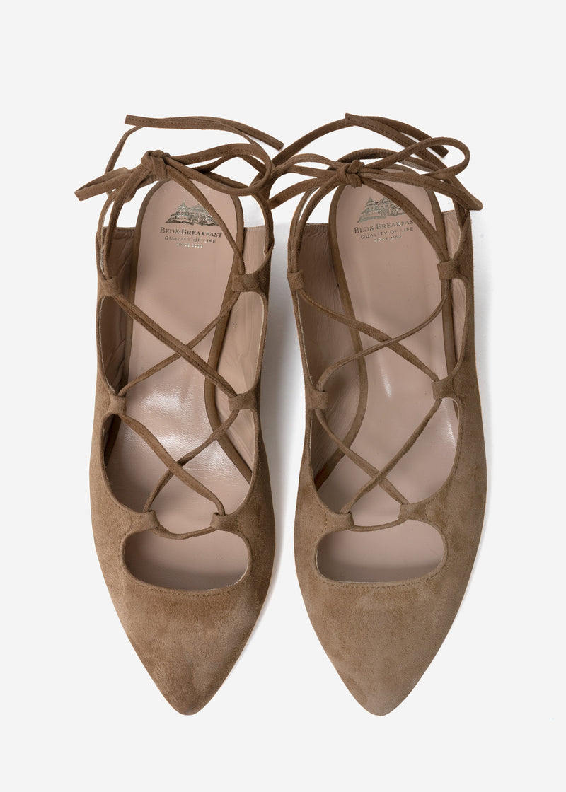 Lace Up Sandals in Brown