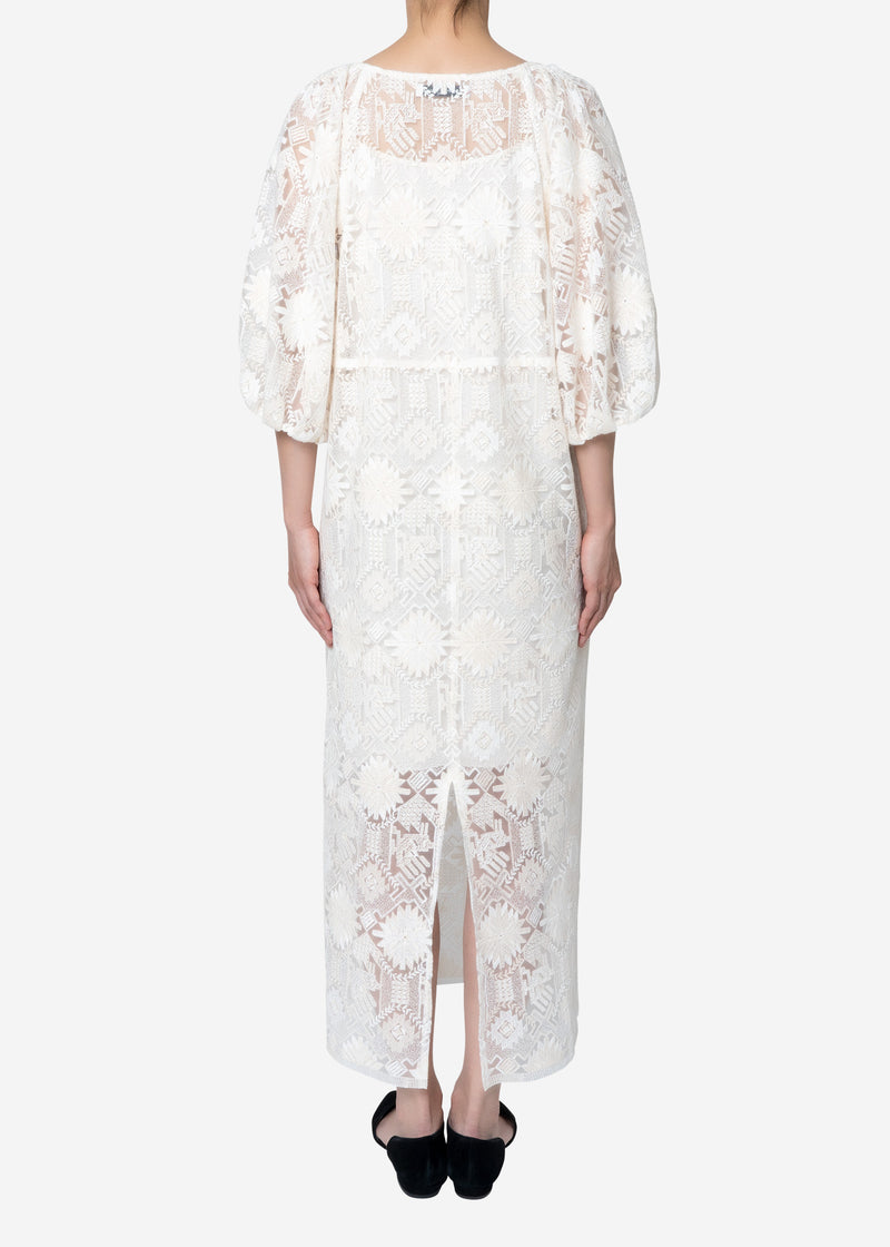 Native Embroidery Dress in Off White
