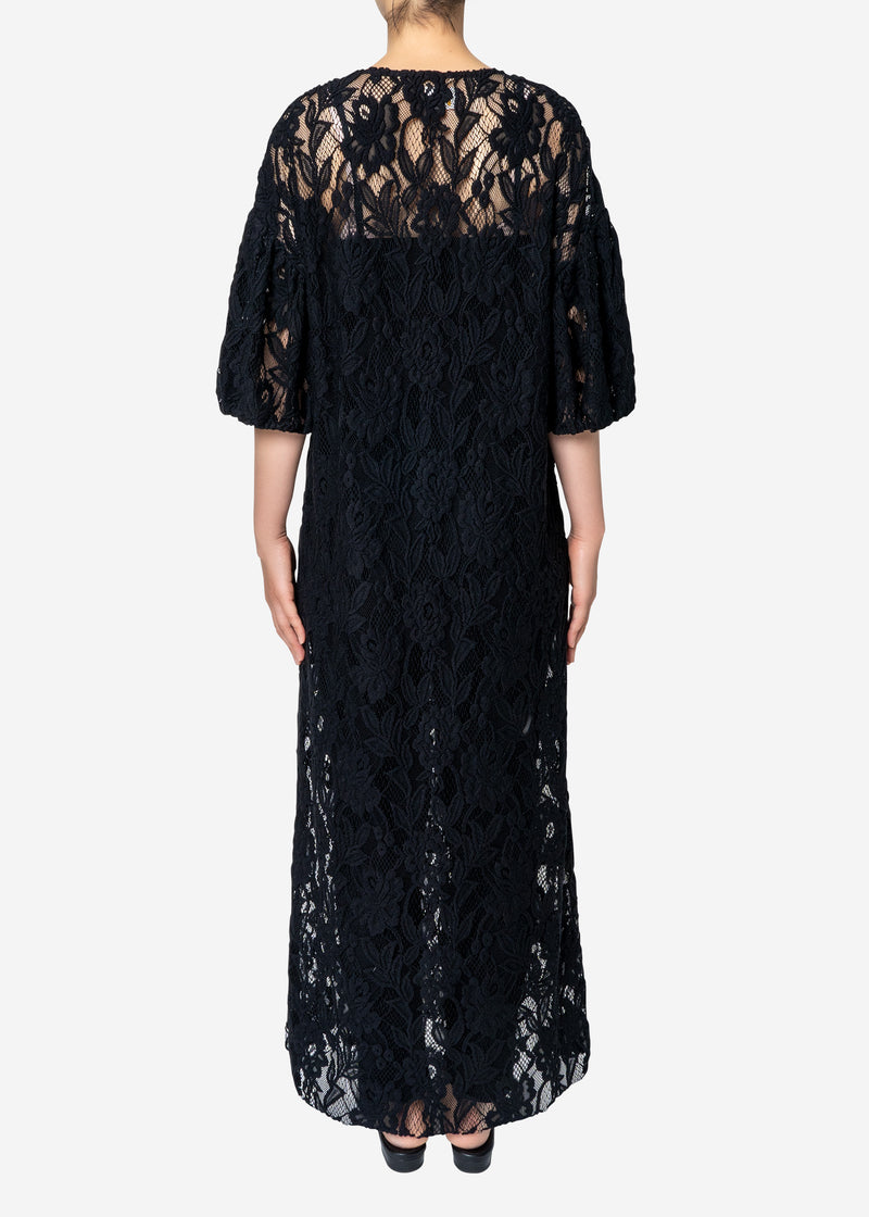 Floral Stretch Lace Dress in Black