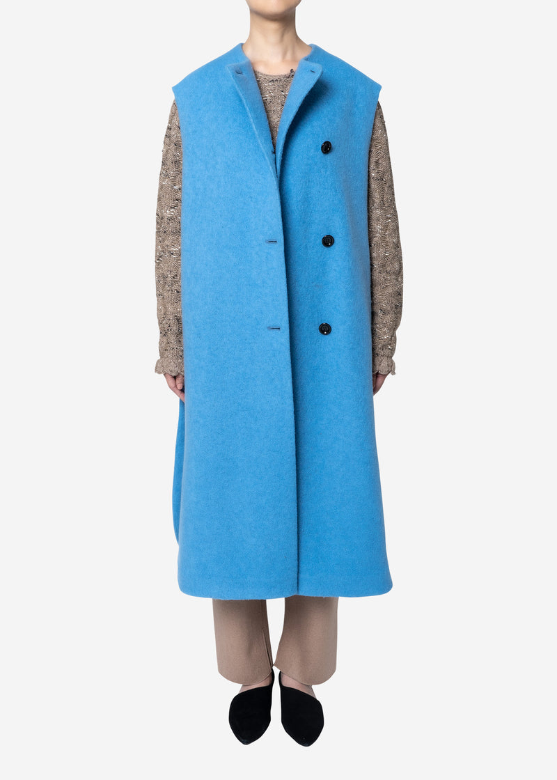 Super140s Wool Sheep Vest Coat in Blue