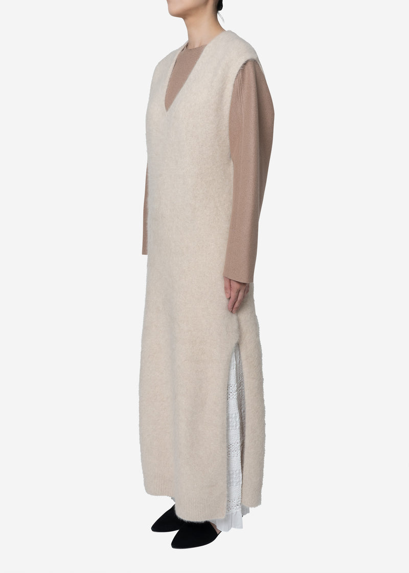 Superfine Fur Long Dress Sweater in Ivory