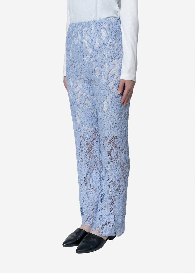 Floral Stretch Lace Pants in Blue