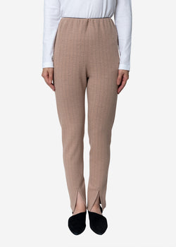 Super120s Wool Stripe Jacquard Slim Pants in Beige