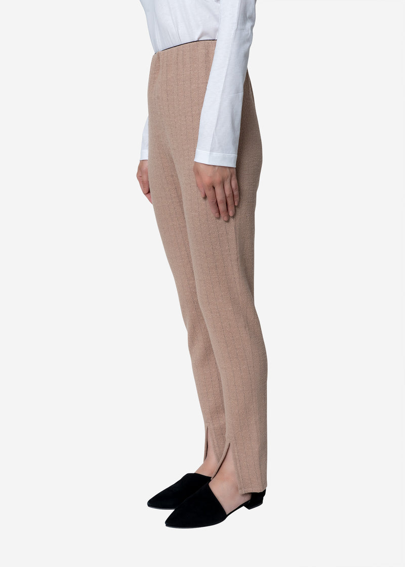 Super120s Wool Stripe Jacquard Slim Pants in Beige
