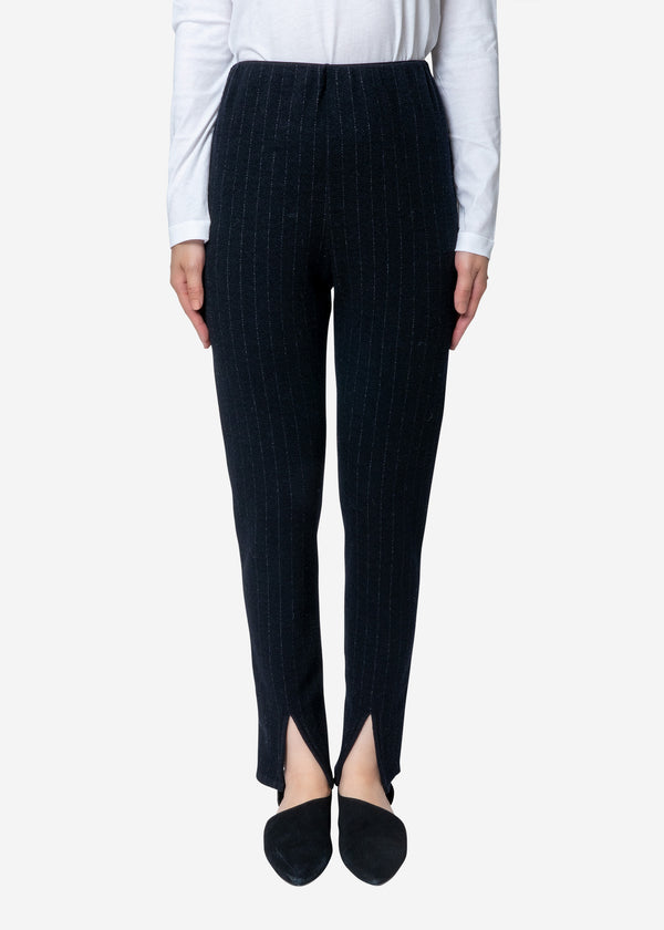Super120s Wool Stripe Jacquard Slim Pants in Navy