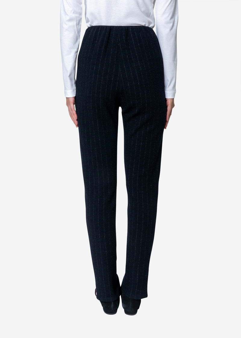 Super120s Wool Stripe Jacquard Slim Pants in Navy