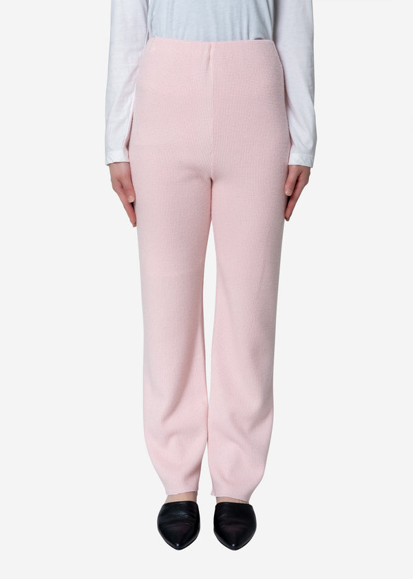 Super140s Wool Waffle Pants in Light Pink