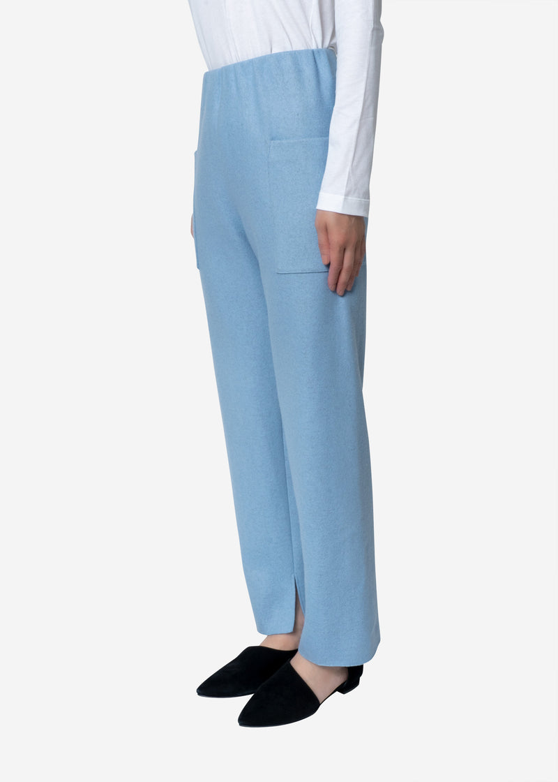 Super140s Wool Milled Melton Pants in Blue