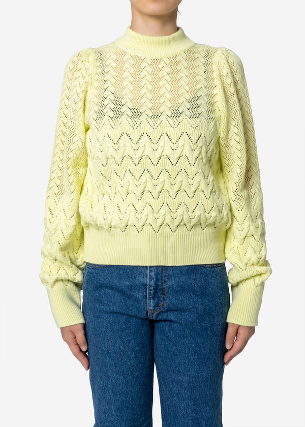 Cable Stitch Long Sleeve Sweater in Light Yellow