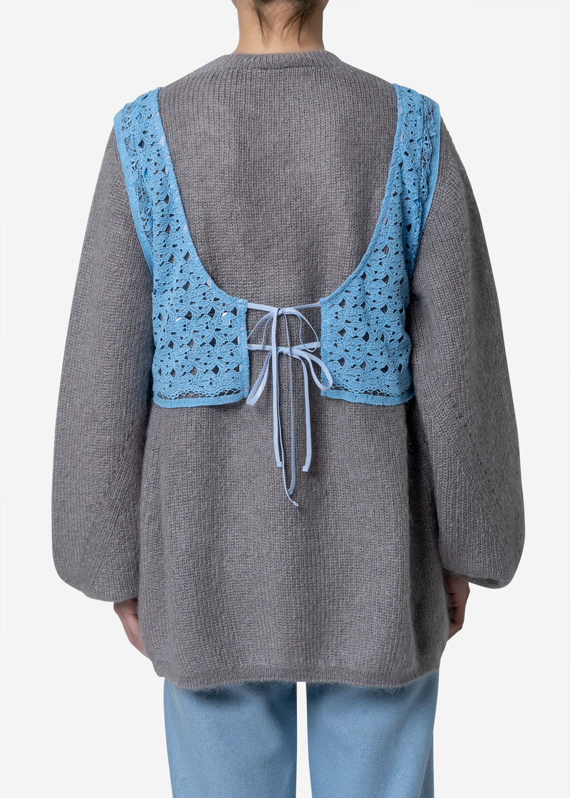 Floral Geometric Chemical Lace Vest in Blue
